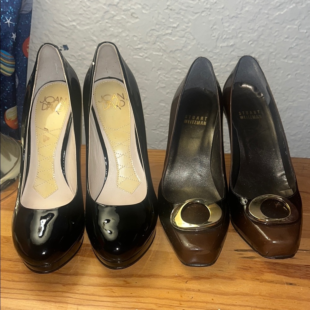 Joan & David Black Heels Classic Leather Pumps